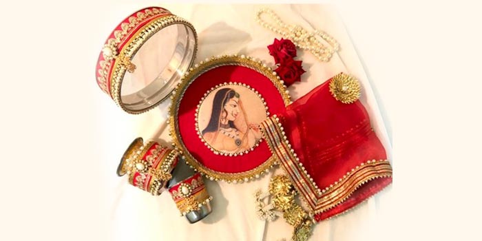 Buy Traditional Karwa Chauth Thali Bride Sargi Thali Kit Diwalibpuja Thali  Set Karwa Chauth Gift Karwa Chauth Thali Cover Channi lota Online in India  - Etsy