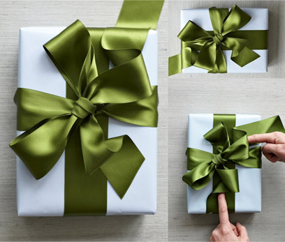 binder-twine and evergreen sprigs, gift wrapping